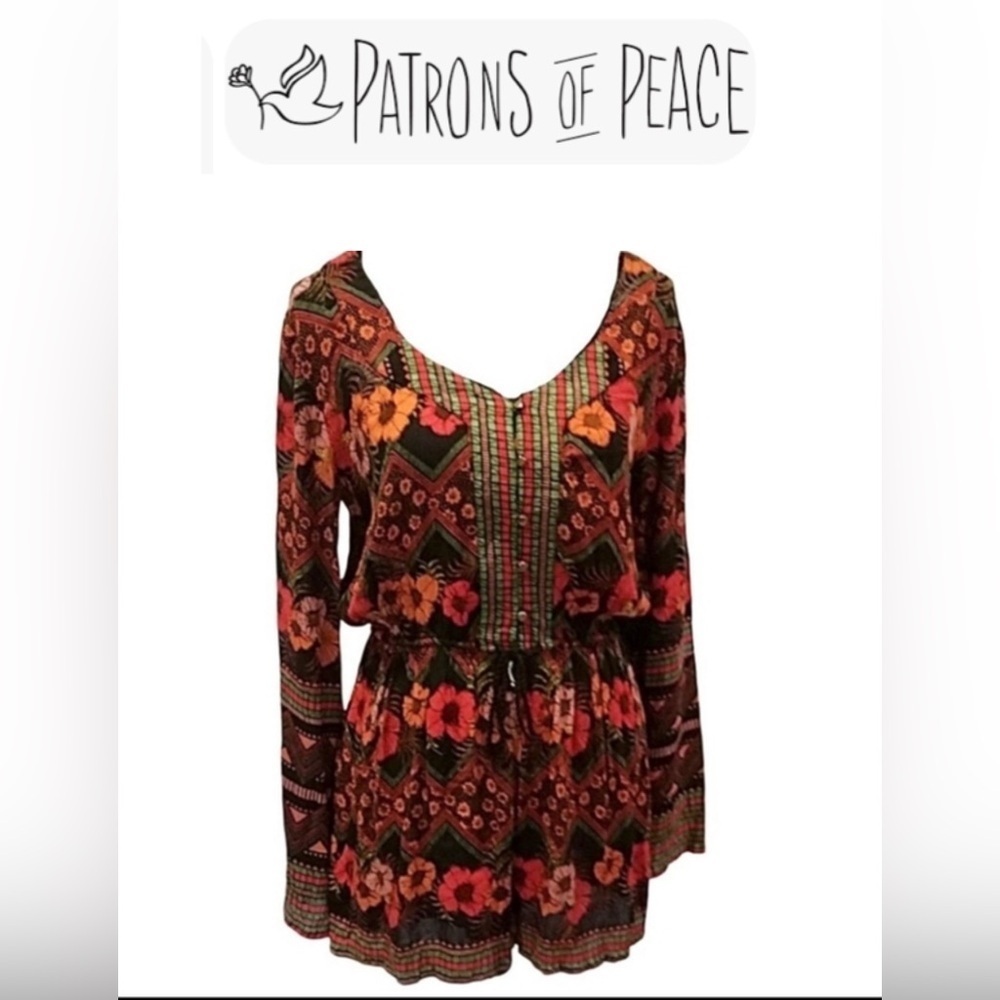 Patrons of Peace Bohemian Multicolor Floral Playsuit Romper S